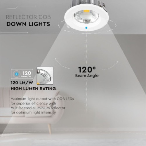 Светильник точечный V-TAC LED 10W, SKU-1272, 230V, 6.4K, 1200Lm (3800157611947)