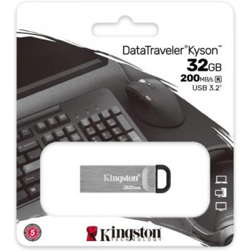 USB флеш накопитель Kingston 32GB DT Kyson Silver/Black USB 3.2 (DTKN/32GB) USB флеш накопитель Kingston 32GB DT Kyson Silver/Black USB 3.2 (DTKN/32GB)