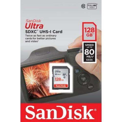 Карта памяти SanDisk 128GB SDXC class 10 UHS-I Ultra (SDSDUN4-128G-GN6IN)