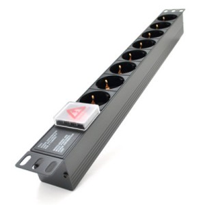 Силовой блок 19" 8 розеток, без кабеля, выключатель, алюм. корпус Pipo (PP8PDUGRC14)