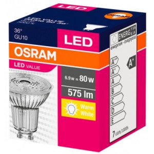 Лампочка Osram LED VALUE GU10 6.9-80W 3000K 230V PAR16 (4058075096646)