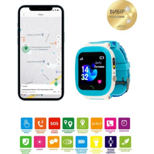 Смарт-годинник Amigo GO004 Splashproof Camera+LED Blue (746403)