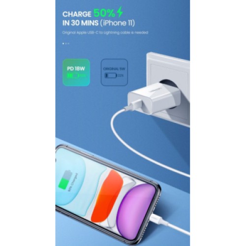Зарядное устройство Ugreen CD137 Type-C PD 20W Charger (White) (60450) Зарядное устройство Ugreen CD137 Type-C PD 20W Charger (White) (60450)