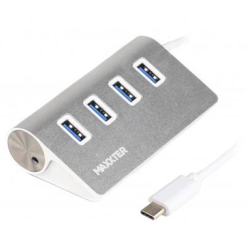 Концентратор Maxxter USB 3.0 Type-C 4 ports silver (HU3С-4P-01) Концентратор Maxxter USB 3.0 Type-C 4 ports silver (HU3С-4P-01)