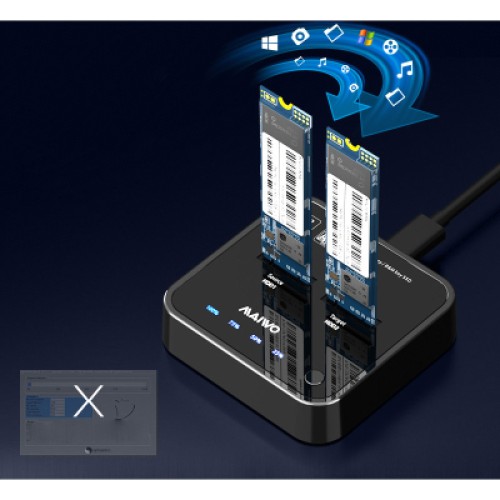 Док-станция для накопителей Maiwo 2*SATA M.2 SSD Key B/B+M USB 3.1 Gen1 Type-C (K3016SG1)