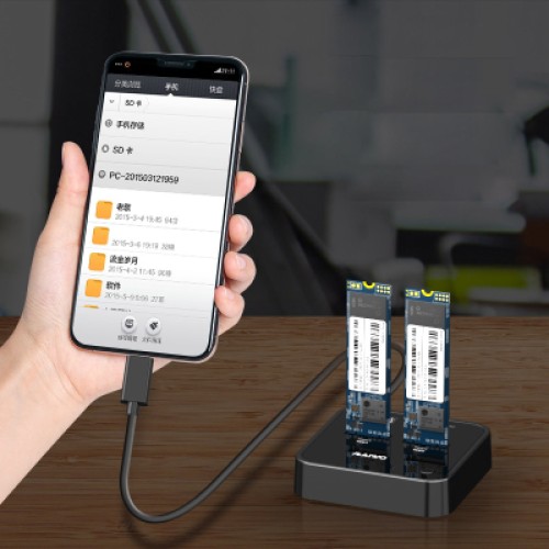 Док-станция для накопителей Maiwo 2*SATA M.2 SSD Key B/B+M USB 3.1 Gen1 Type-C (K3016SG1)
