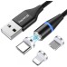 Дата кабель USB 2.0 AM to Lightning + Micro 5P + Type-C 1.0m Magnetic ColorWay (CW-CBUU038-BK)