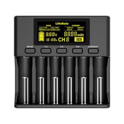 Зарядное устройство для аккумуляторов Liitokala 6 Slots, LCD дисплей, Li-ion/Ni-MH/Ni-Cd/AA/ААA/AAAA/С (Lii-S6)
