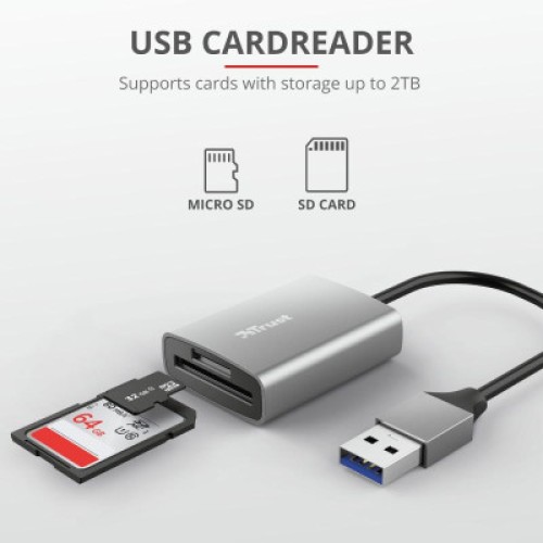 Считыватель флеш-карт Trust Dalyx Fast USB 3.2 Card reader (24135)