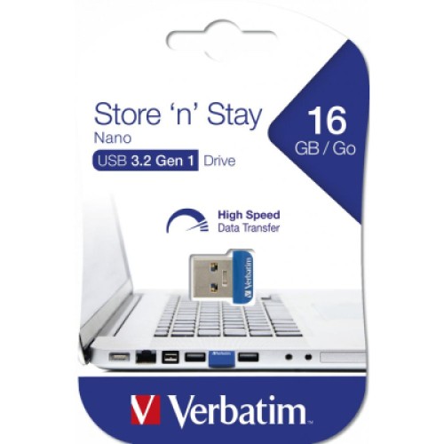 USB флеш накопитель Verbatim 16GB Store 'n' Stay NANO Blue USB 3.0 (98709)