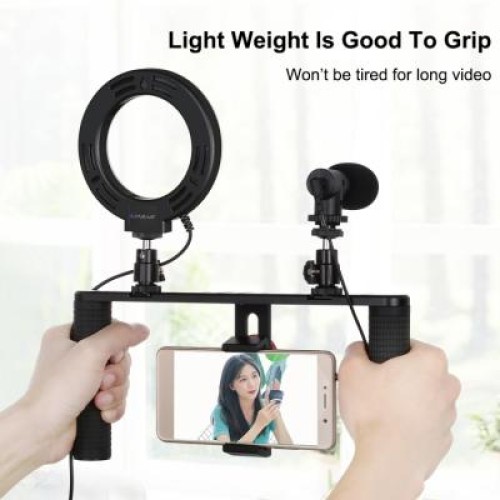 Набор блогера Puluz 4in1 (ring light, mount, phone holder, microphone) (PKT3028)