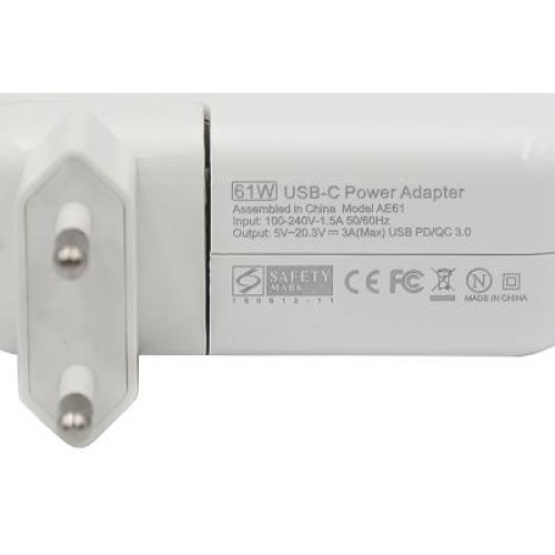 Блок питания к ноутбуку PowerPlant APPLE 220V, 20V 61W (USB Type-C) (AP61HCUSB)