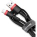 Дата кабель USB 2.0 AM to Lightning 1.0m Cafule Black-Red Baseus (CALKLF-B19)