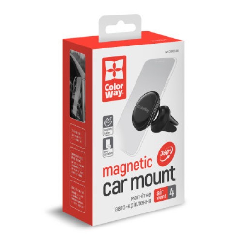 Универсальный автодержатель ColorWay Metallic Air Vent-4(360 rotation) magnetic Black (CW-CHM09-BK)