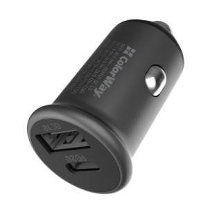 Зарядное устройство ColorWay 2USB Car (Type-C PD20W + USB QC3.0 ) (38W) Gray (CW-CHA029PD-GR)