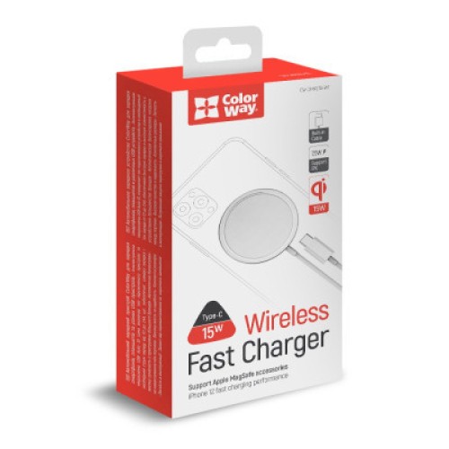 Зарядное устройство ColorWay MagSafe Charger 15W (White) (CW-CHW27Q-WT)