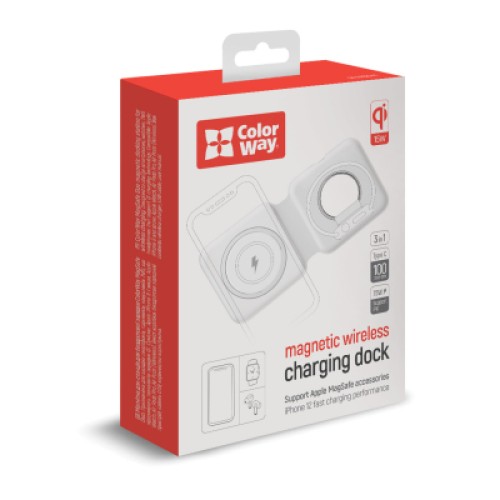 Зарядное устройство ColorWay MagSafe Duo Charger 15W for iPhone (White) (CW-CHW32Q-WT)
