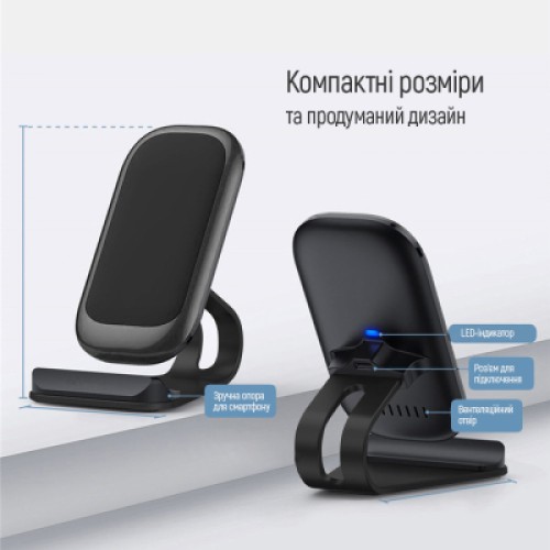 Зарядное устройство ColorWay Wireless Stand 15W Black (CW-CHW31Q-BK)