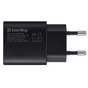 Зарядное устройство ColorWay Power Delivery Port PPS USB Type-C (25W) black (CW-CHS033PD-BK)
