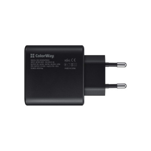 Зарядное устройство ColorWay Power Delivery Port PPS USB Type-C (45W) black (CW-CHS034PD-BK)