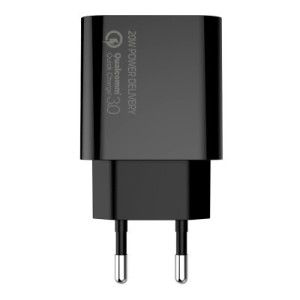 Зарядний пристрій ColorWay Type-C PD + USB QC3.0 (20W) V2 black (CW-CHS025QPD-BK)