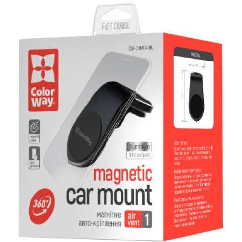 Универсальный автодержатель ColorWay Magnetic Metallic Air Vent-1 Black (CW-CHM04-BK)