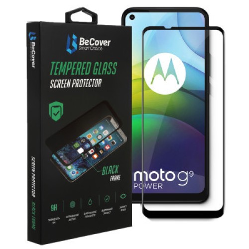 Стекло защитное BeCover Motorola Moto G9 Power Black (706085)
