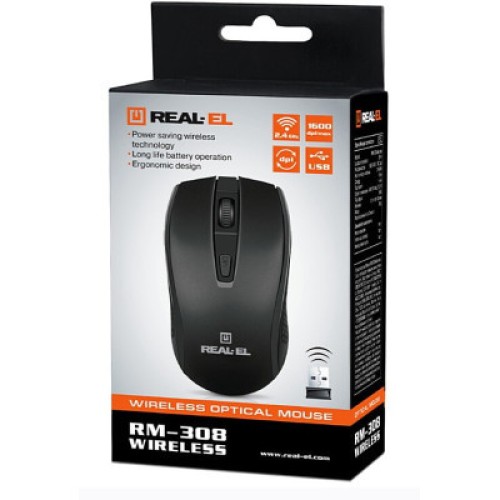Мышка REAL-EL RM-308 Wireless Black