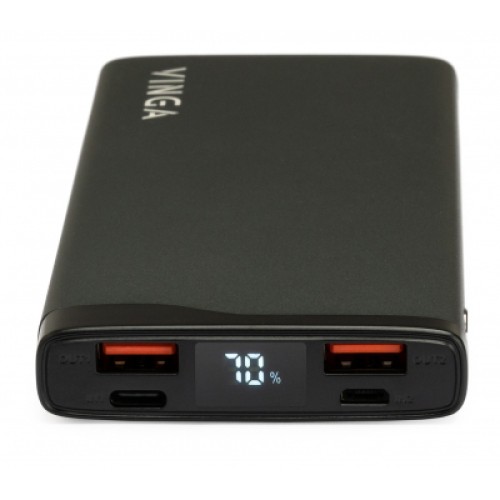 Батарея универсальная Vinga 10000 mAh QC3.0+PD 3 ports LCD metal (VPB1QPALD)