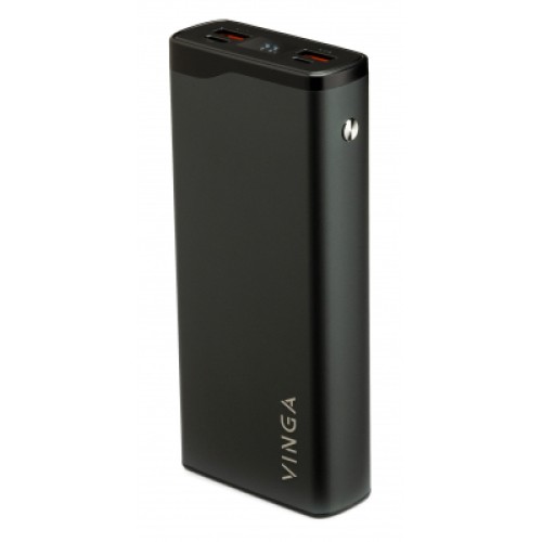 Батарея универсальная Vinga 20000 mAh QC3.0+PD 3 ports LCD metal (VPB2QPALD)