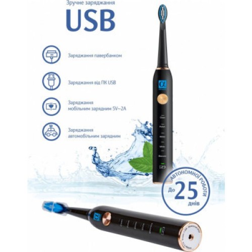 Электрическая зубная щетка AHealth SMART SONIC SMILE 1 black (AHsss1b)