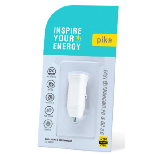 Зарядное устройство Piko CC-302QP 2USB A+C/20W (1283126509896)