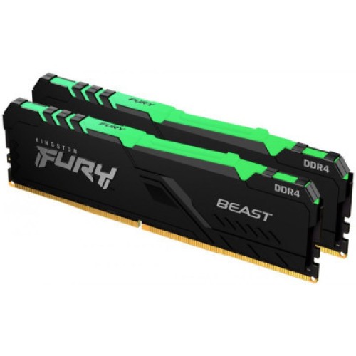 Модуль памяти для компьютера DDR4 16GB (2x8GB) 3200 MHz Fury Beast RGB Kingston Fury (ex.HyperX) (KF432C16BBAK2/16)