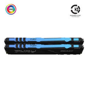 Модуль пам'яті для комп'ютера DDR4 16GB (2x8GB) 3600 MHz Fury Beast RGB Kingston Fury (ex.HyperX) (KF436C17BBAK2/16)