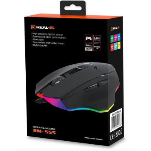 Мышка REAL-EL RM-555 USB Black