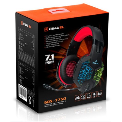 Наушники REAL-EL GDX-7750 Black-Red
