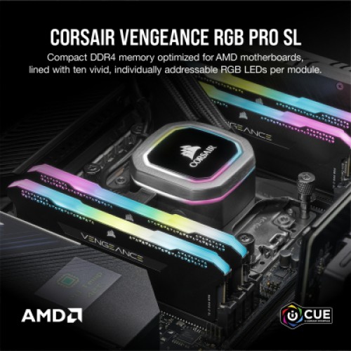 Модуль памяти для компьютера DDR4 16GB (2x8GB) 3600 MHz Vengeance RGB Pro SL Black Corsair (CMH16GX4M2D3600C18)