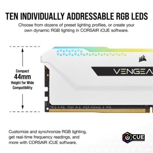 Модуль памяти для компьютера DDR4 16GB (2x8GB) 3600 MHz Vengeance RGB Pro SL White Corsair (CMH16GX4M2D3600C18W)
