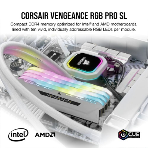 Модуль памяти для компьютера DDR4 16GB (2x8GB) 3600 MHz Vengeance RGB Pro SL White Corsair (CMH16GX4M2D3600C18W)