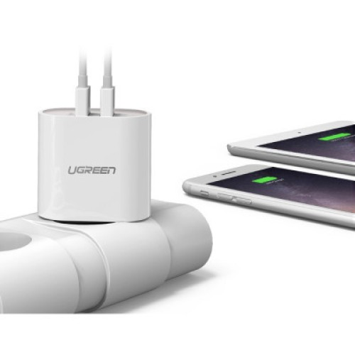 Зарядное устройство Ugreen CD104 2xUSB 3.4A Charger (White) (20384)