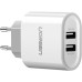 Зарядное устройство Ugreen CD104 2xUSB 3.4A Charger (White) (20384)