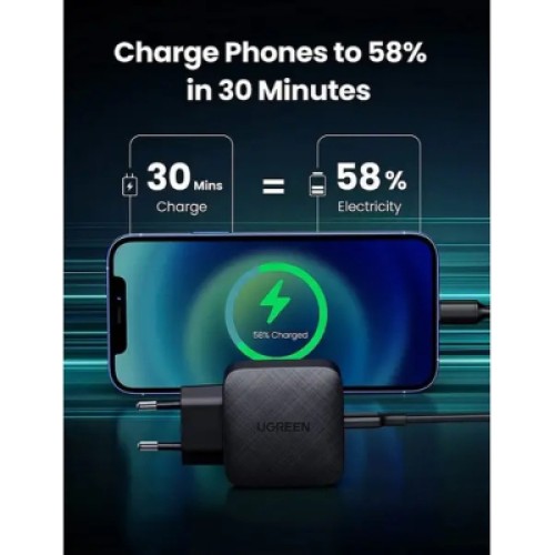Зарядное устройство Ugreen CD217 65W Type-C PD GaN Charger (Black) (70817)