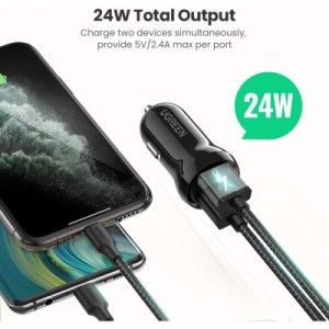 Зарядное устройство Ugreen ED018 24W 2xUSB Car Charger (Black) (50875)