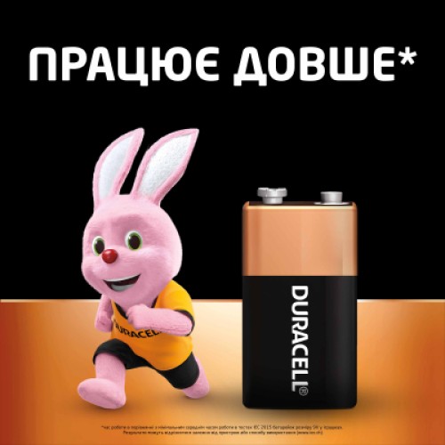 Батарейка Duracell 9V щелочная 1шт. в упаковке (5000394066267 / 81483681)