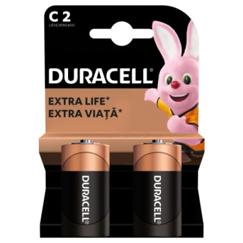 Батарейка Duracell C LR14 щелочная 2шт. в упаковке (5000394052529 / 81483545)