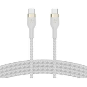 Дата кабель USB-C to USB-C 1.0m BRAIDED SILICONE white Belkin (CAB011BT1MWH)