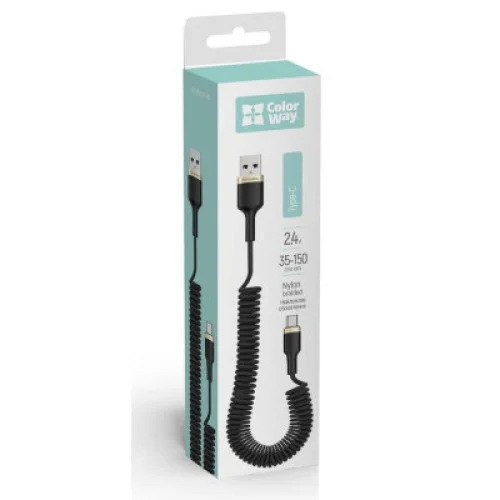 Дата кабель USB 2.0 AM to USB-C 1.0m spiral black ColorWay (CW-CBUC051-BK)