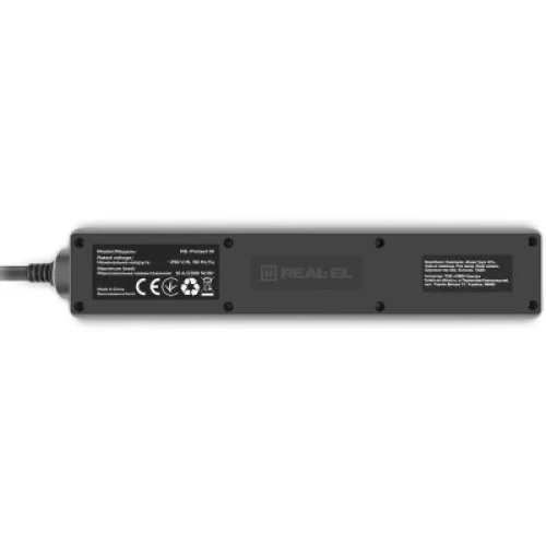 Сетевой фильтр питания REAL-EL RS-Protect M 5m, black (EL122300030)