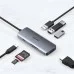 Концентратор Choetech USB-C 7-in-1 3хUSB 3.0+USB-C PD100W+HDMI 4K 30HZ+SD/TF USB3.1 (HUB-M19-GY)