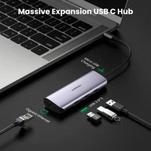 Концентратор Ugreen Type-C to 3хUSB 3.0 + RJ45 1000M Ethernet (60718)